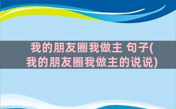 我的朋友圈我做主 句子(我的朋友圈我做主的说说)